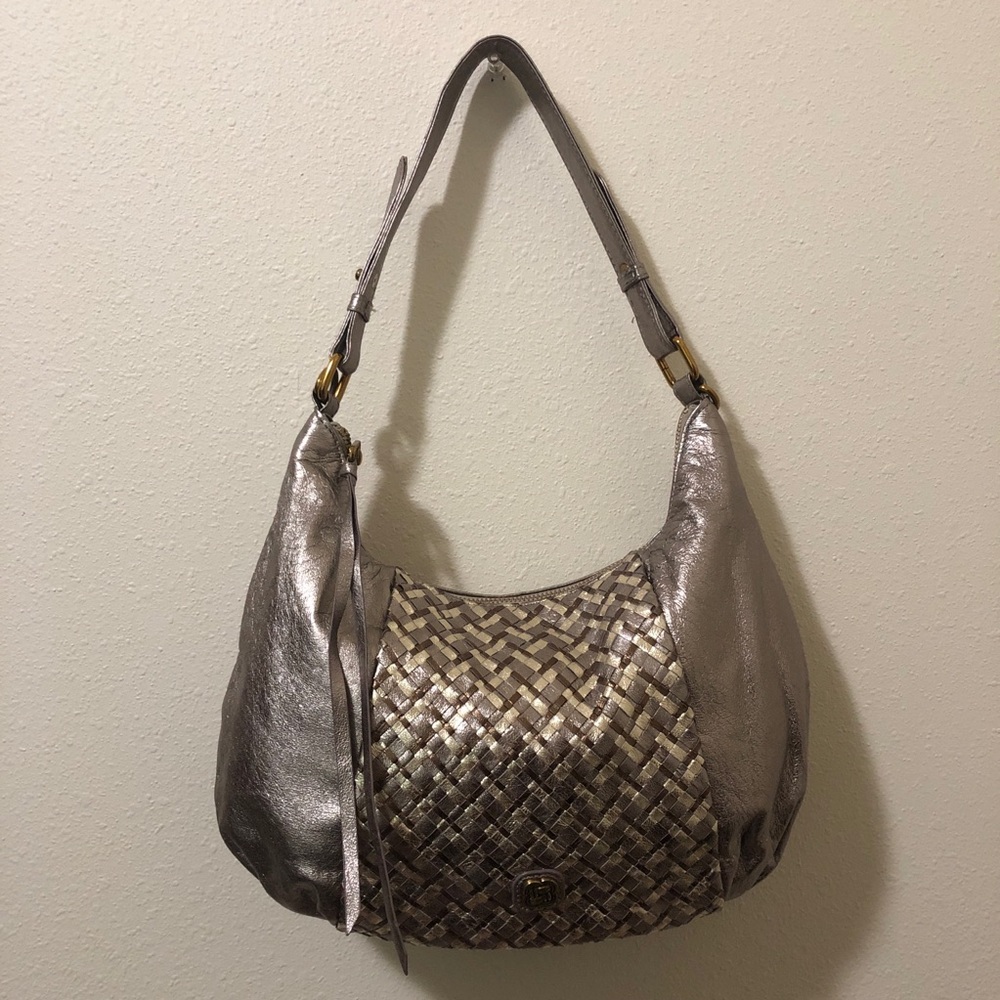 Elliot Lucca Woven Leather Metallic Bag